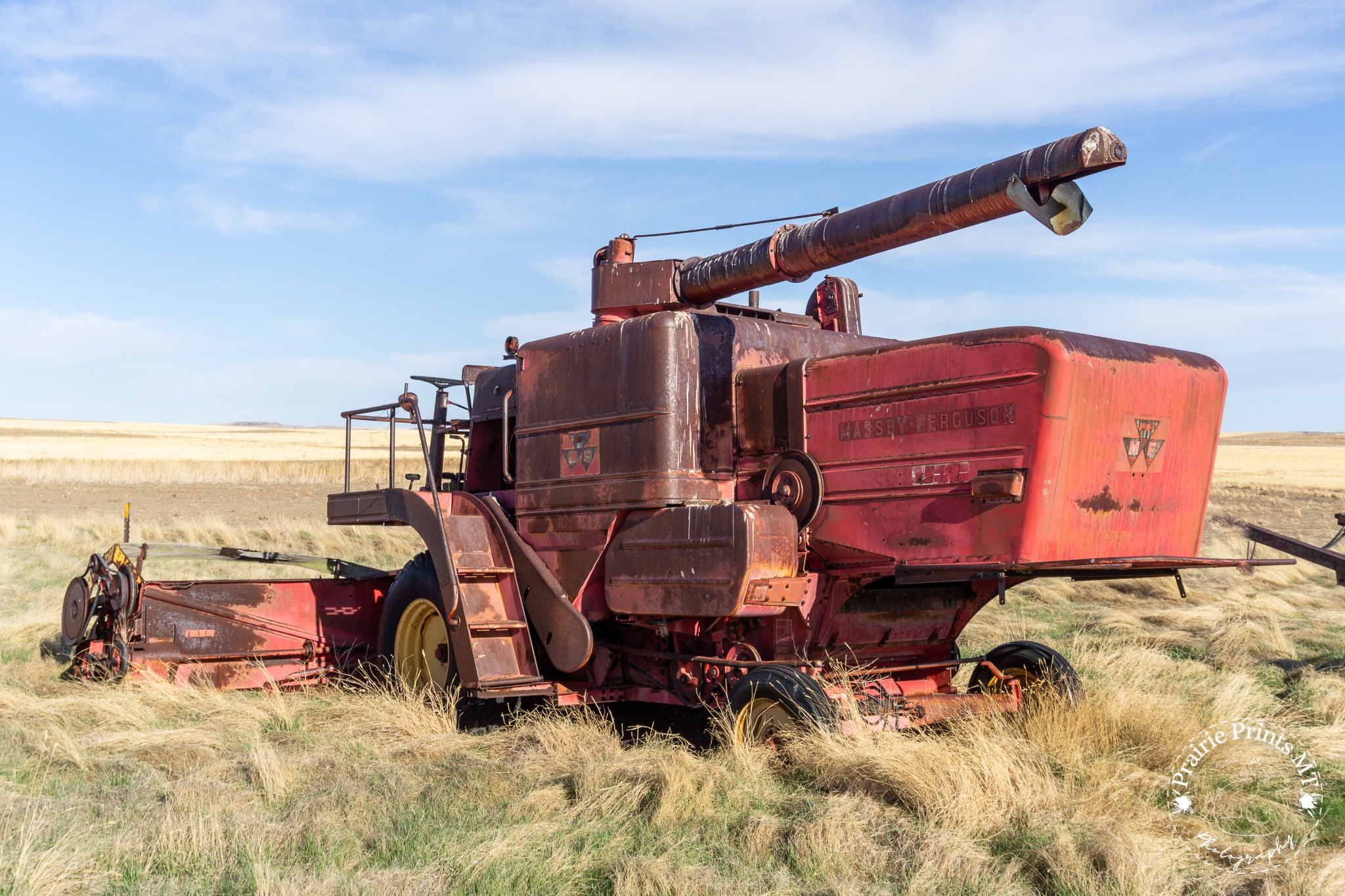 Unframed Photo Print - Massey Ferguson Combine Vintage Farm Machinery Rustic Decor - Free Shipping